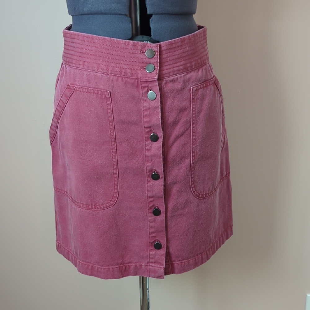 Pink Button-Front Women's Skirt